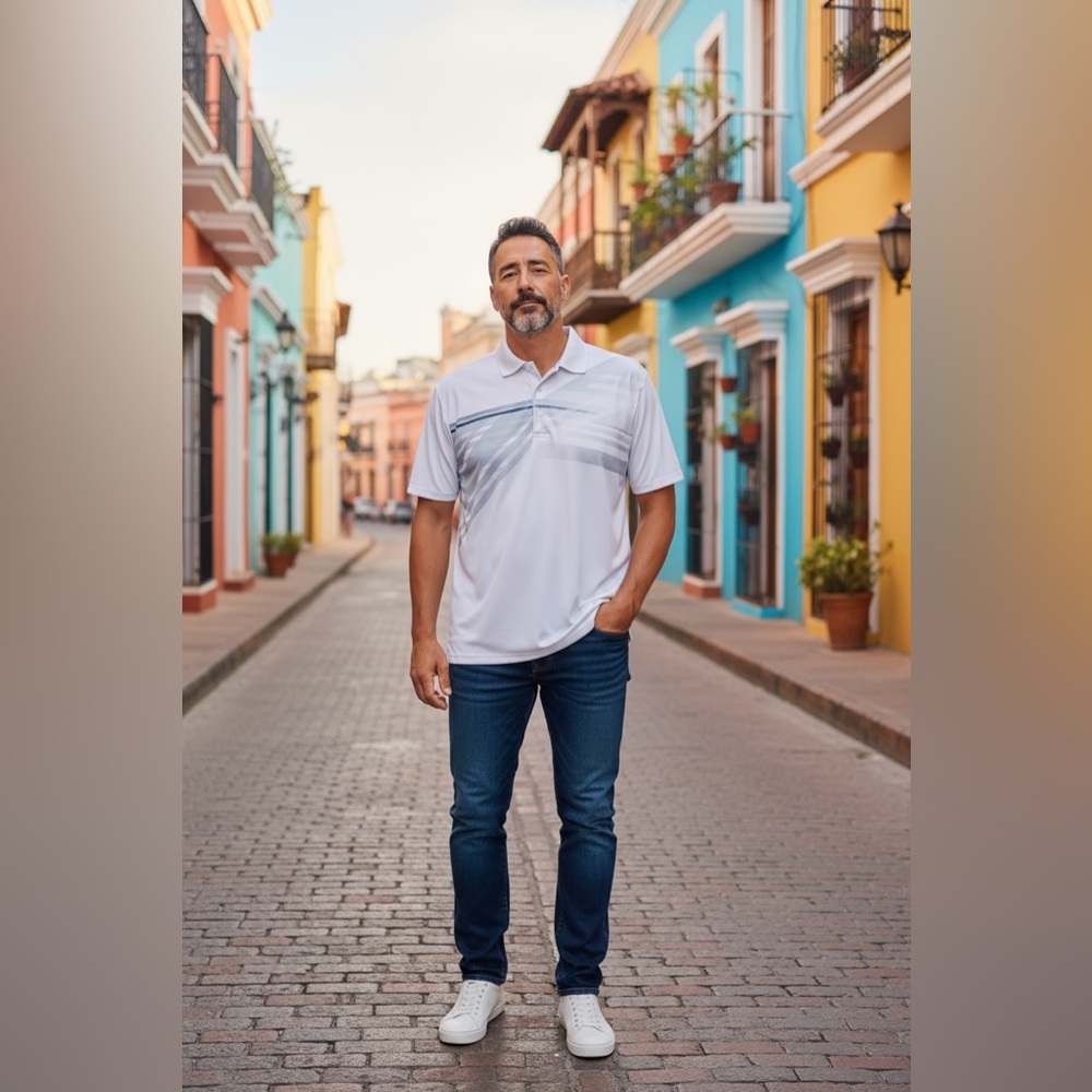 PGA‎ TOUR APPAREL. Terrain Chest Print Polo